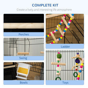Bird cage for parakeets, cockatiels, conures and small birds