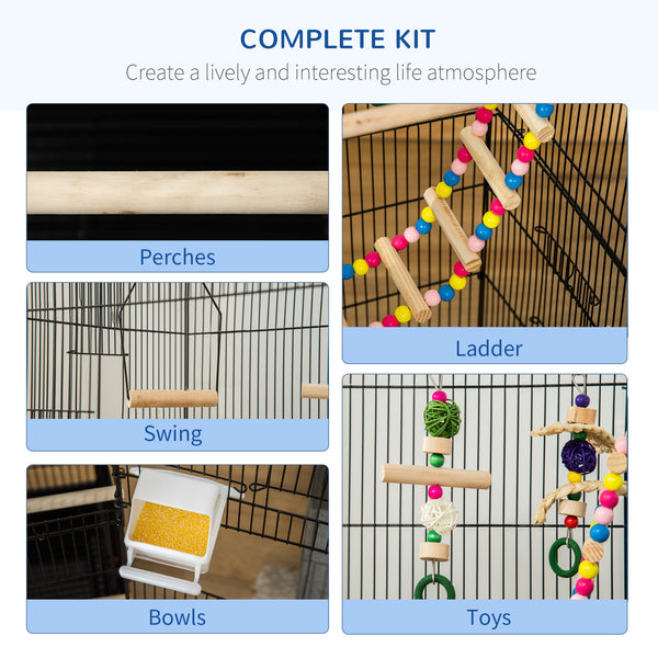 Bird cage for parakeets, cockatiels, conures and small birds