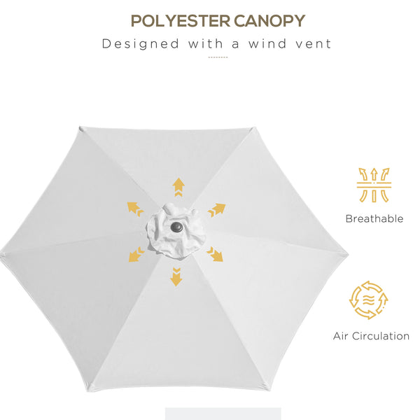 8.5-foot round aluminum patio umbrella, cream white