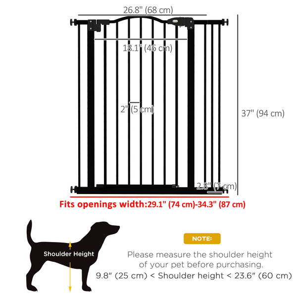 Extra tall dog gate with door, black