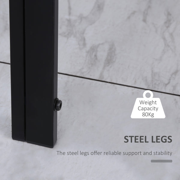 Rectangular kitchen table for 2 to 4 people with tempered glass top, black