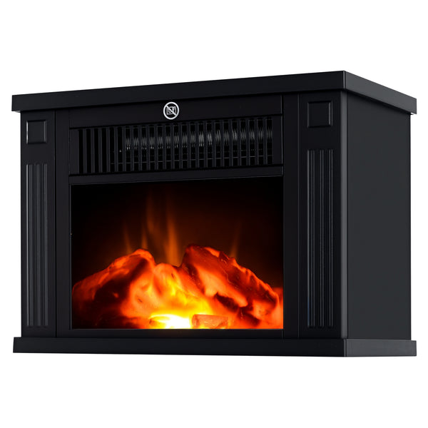 14" 1000W Black Mini Electric Fireplace