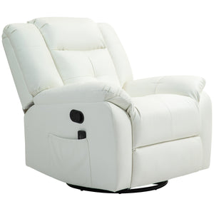 8-Point Vibration Massage Recliner Chair in Cream White Leather