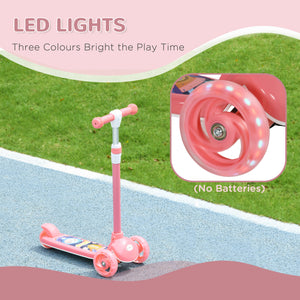 3-wheel scooter, adjustable height, rear brake, LED lighting, TPE handlebar, pink 