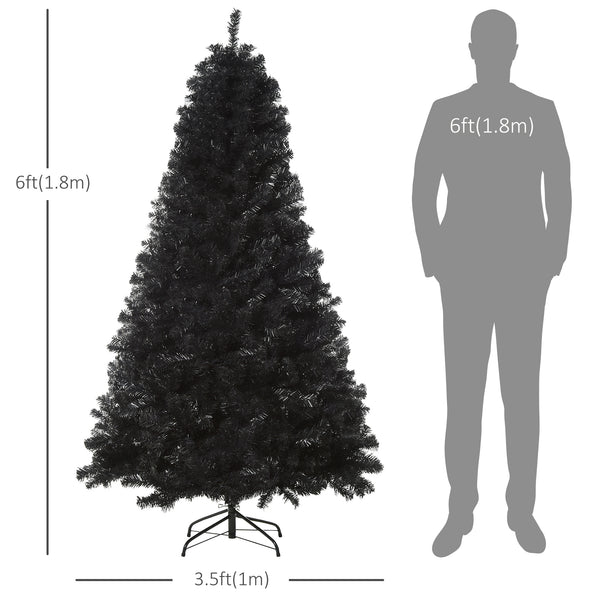 6ft Black Unlit Artificial Christmas Tree