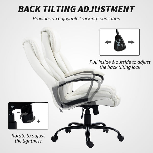 Massage office chair, 6-point vibration, adjustable height, white