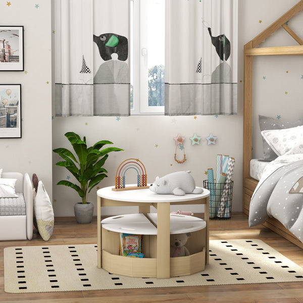 5-piece table and chair set with storage for children's bedroom, white