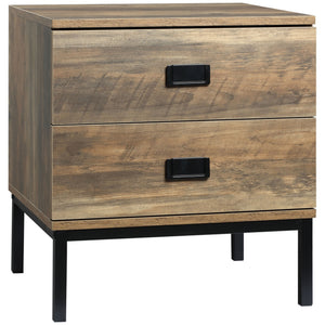 Retro-style bedside table with 2 drawers and a steel frame