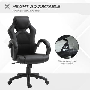 Gaming office chair with swivel casters, padded headrest, black