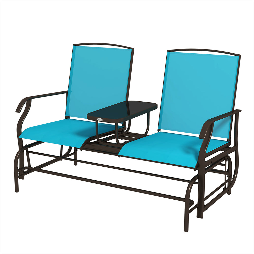 2-person rocking chair, garden bench, blue 
