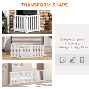 White foldable pet gate with door, 4 panels