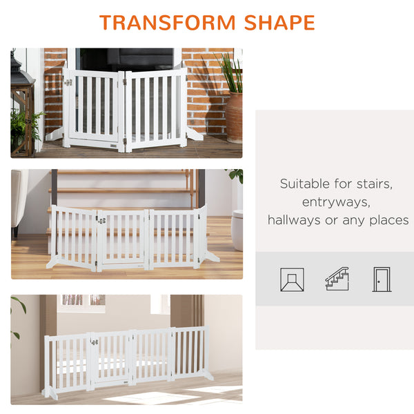 White foldable pet gate with door, 4 panels