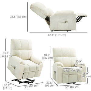 HOMCOM Lift Chair for Seniors, Microfiber Upholstered Power Recliner Chair with Remote, Quick Assembly, Cream White |