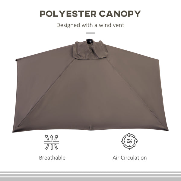 9-foot half-round parasol, coffee color 