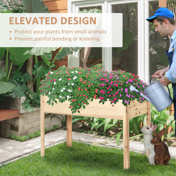 Raised wooden planter with non-woven lining