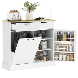 10-gallon trash cabinet with tilt-out drawers, white