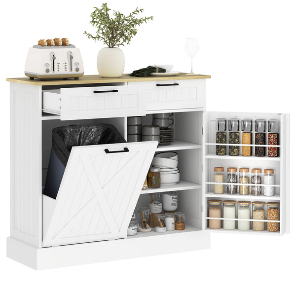 10-gallon trash cabinet with tilt-out drawers, white