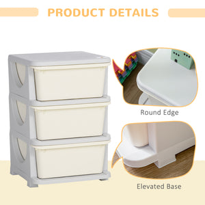 3-Tier Kids Toy Organizer, Cream White
