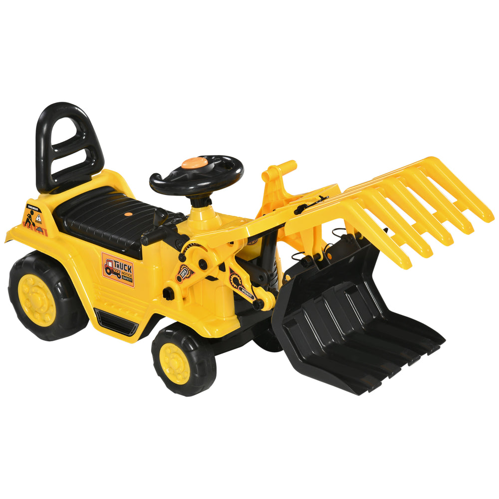 Engine-Free Self-Propelled Excavator with Realistic Sound and Storage, Yellow