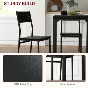 3-piece table and chairs set for 2 people, with metal legs, black.