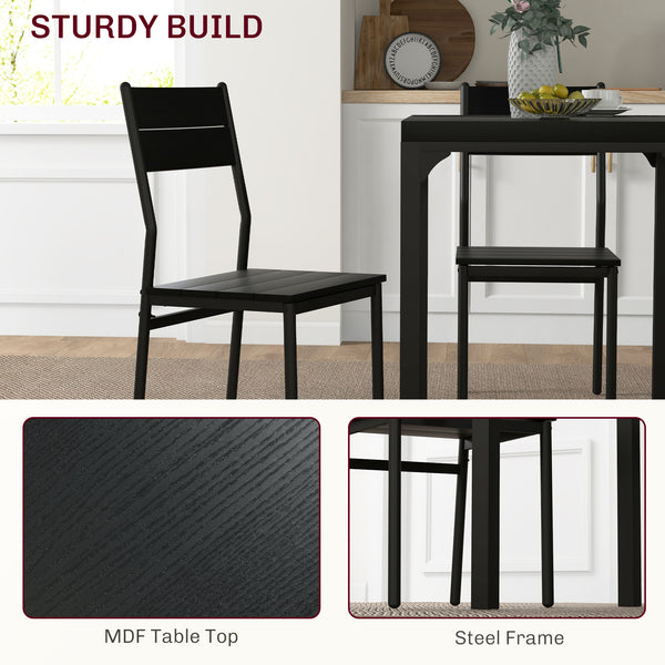 3-piece table and chairs set for 2 people, with metal legs, black.