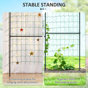 Metal garden arch with netting for climbing plants