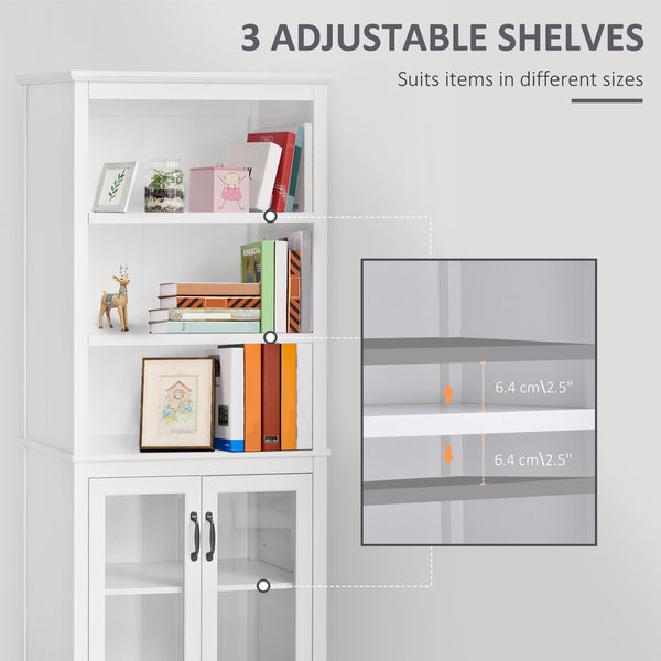 Multifunctional storage unit with adjustable shelves, white