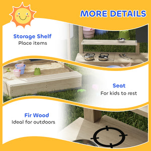 Sandbox with lid, kitchen, toys for children from 3 to 7 years old, natural wood