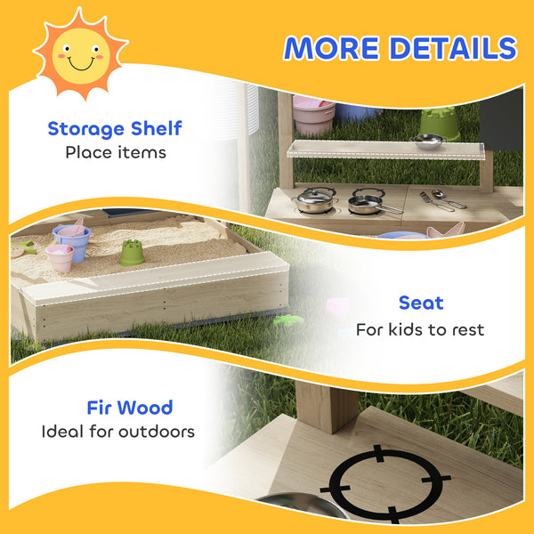 Sandbox with lid, kitchen, toys for children from 3 to 7 years old, natural wood