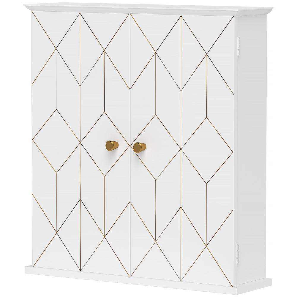 Medicine cabinet, storage unit with 2 doors and adjustable shelf, white