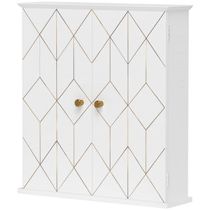 Medicine cabinet, storage unit with 2 doors and adjustable shelf, white