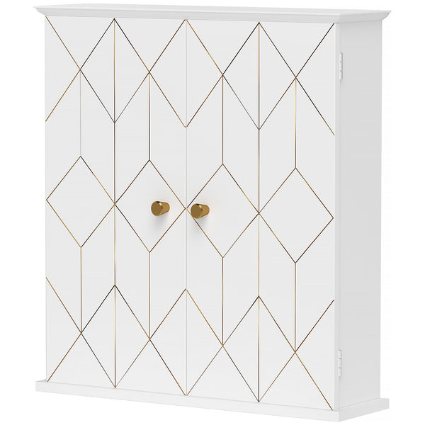 Medicine cabinet, storage unit with 2 doors and adjustable shelf, white