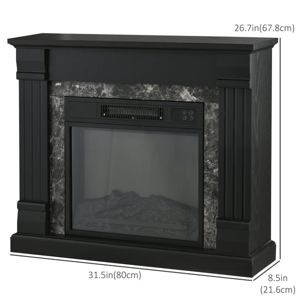 Electric fireplace with 1400W black wooden chimney 