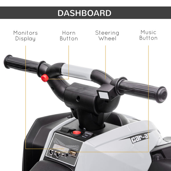 12V Quad with music, headlights, white