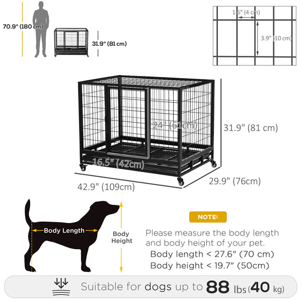 Robust cage with two doors and lockable wheels