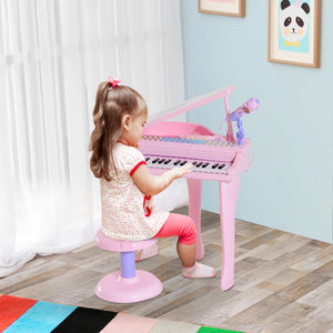 37 Keys Mini Musical Electronic Piano with Mic, Pink 