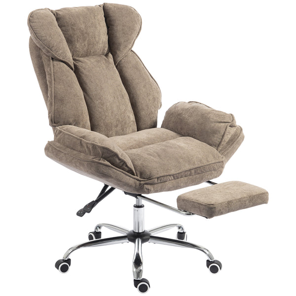 Reclining office chair with footrest, brown