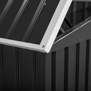 Outdoor bin shelter with double doors and ventilation, for 2 bins, dark grey
