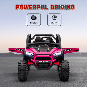 24V 2-seater electric truck with spring suspension, pink