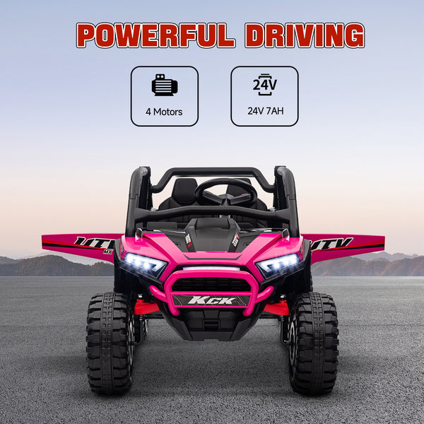 24V 2-seater electric truck with spring suspension, pink