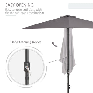 8-foot half-round parasol, grey