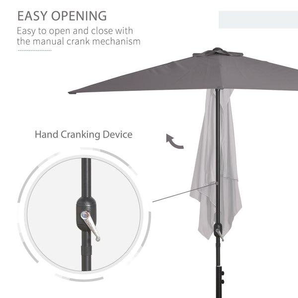 8-foot half-round parasol, grey