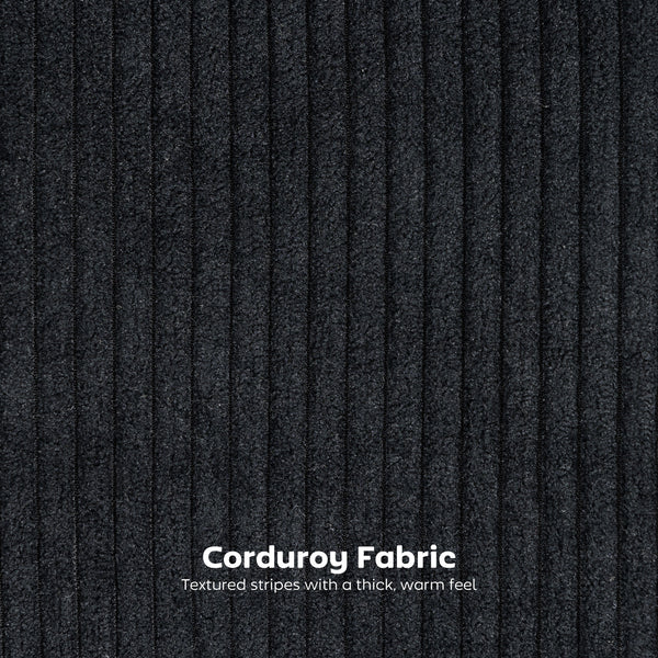 Set of 2 padded bar stools in corduroy, black