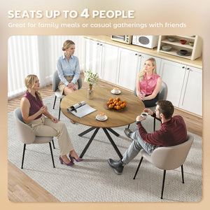 47" Round Industrial Kitchen Dining Table for 4, Steel Legs, Brown