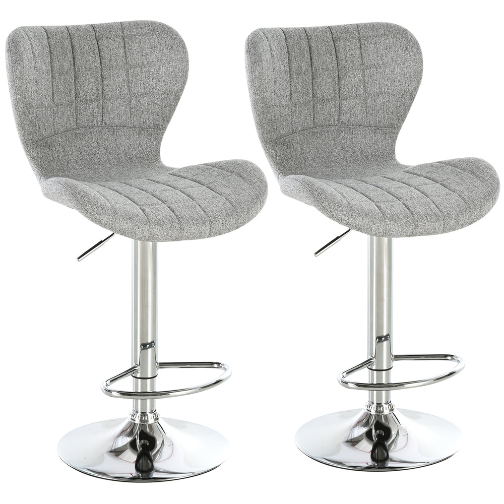 Set of 2 swivel bar stools, grey