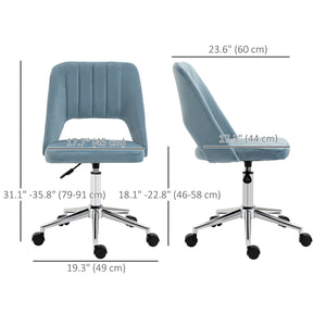 Mid-back office chair in sky blue velvet