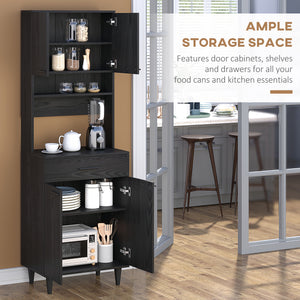 Kitchen buffet with microwave counter, black