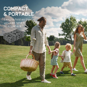 Reversible Outdoor Patio Rug, 6' x 9' Plastic Straw Mat for Garden, Patio, Beach, Camping, Black and Gray