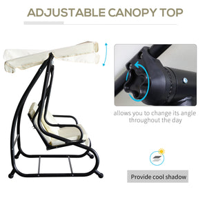 3-seater swing convertible into a padded bed with canopy and pillow
