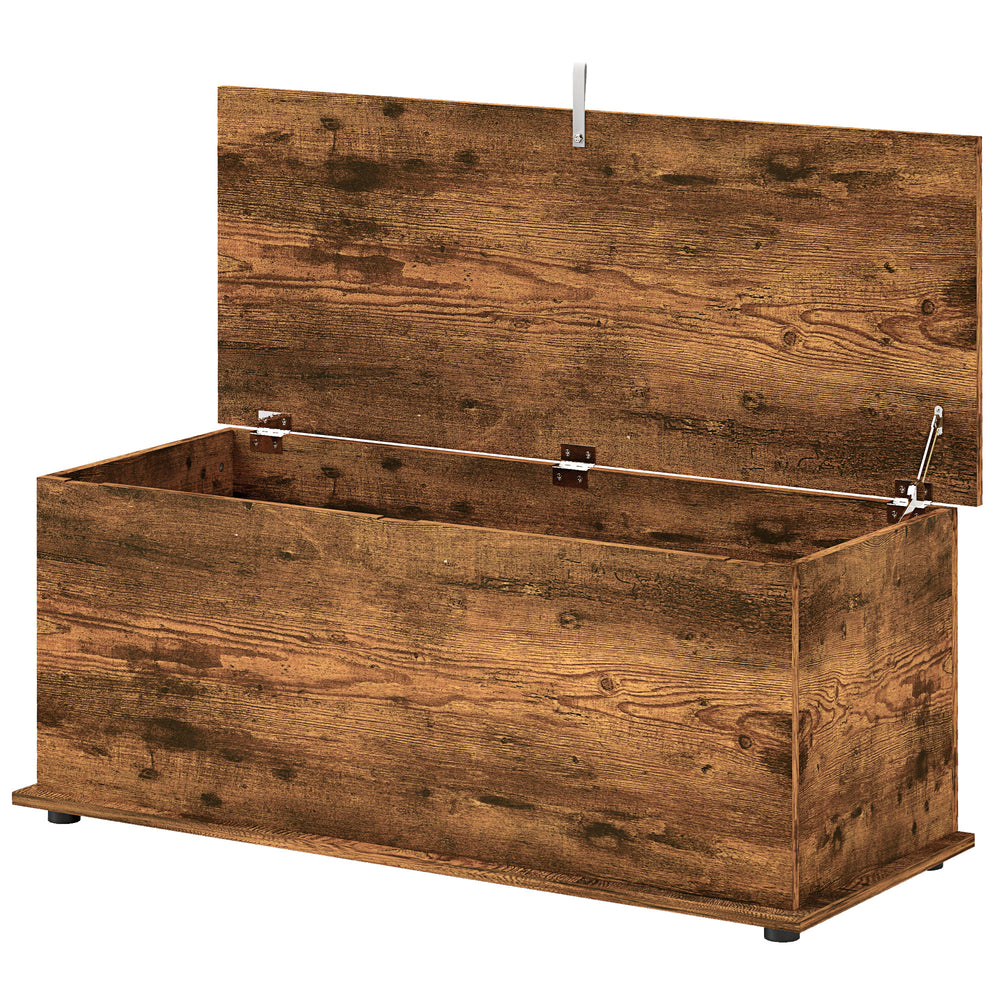Storage chest with 2 safety hinges, rustic brown